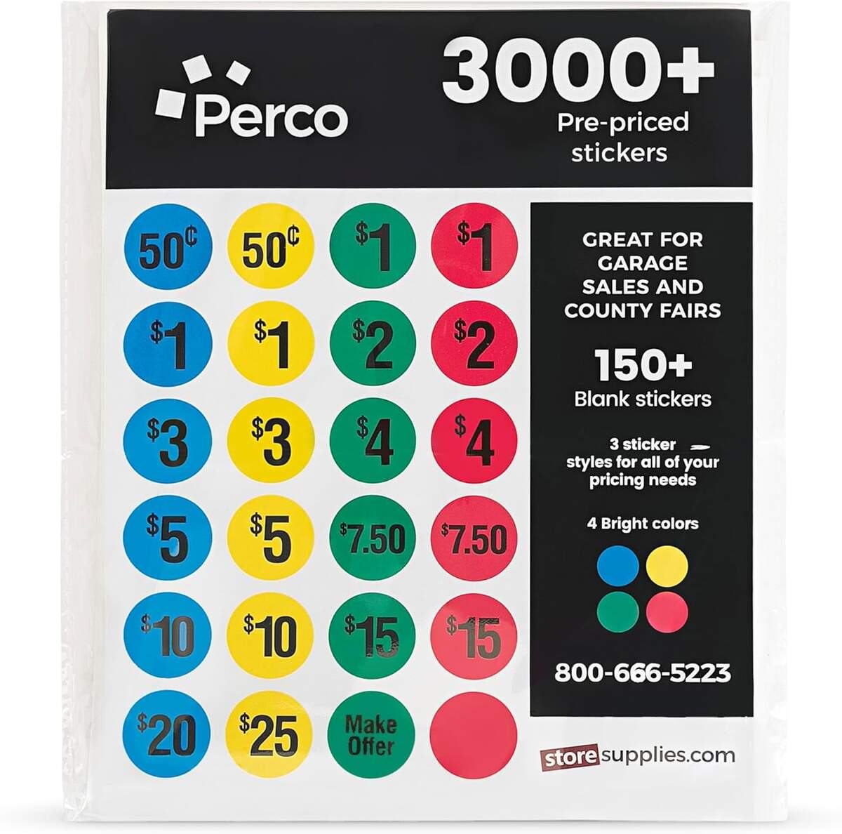 Perco Garage Sale Price Stickers 3000 Pre Priced And Blank Stickers On 70 Sheets Easy To Read Price Tags Walmart 960 Piece Colored Dot Garage Sale Stickers 6 Jamaica Ubuy