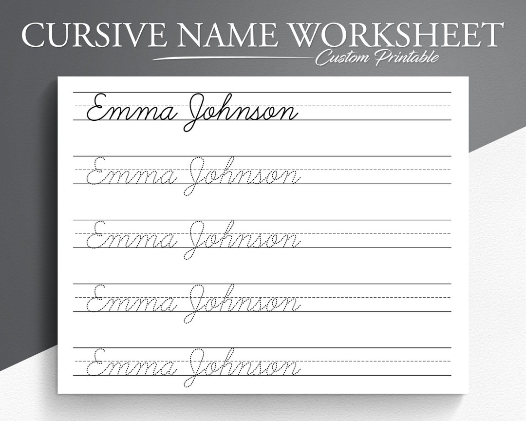 Custom Cursive Name Handwriting Practice Sheet Editable Tracing Worksheet Personalized Writing Skills Printable Learn To Trace And Write Etsy Canada