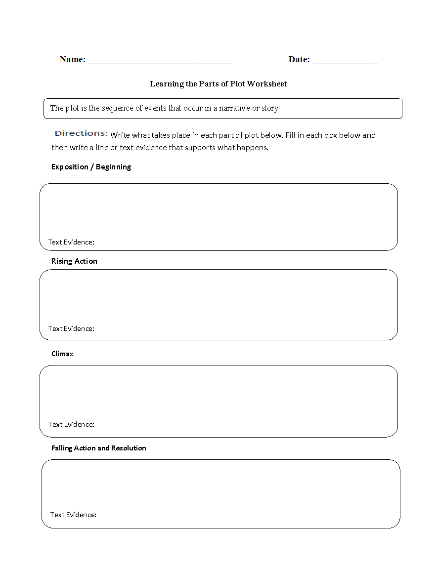 Plot Worksheets Learning Parts Of Plot Worksheet