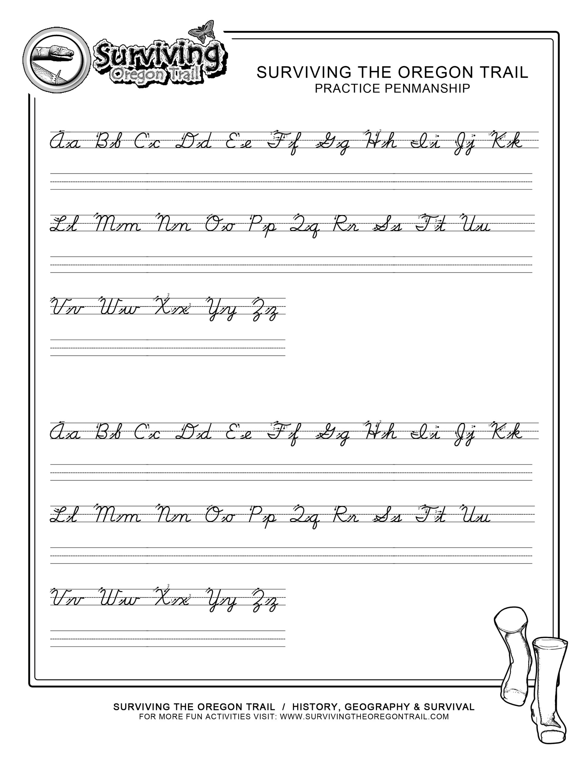 Practice Penmanship ABC S Medium Print Surviving The Oregon Trail