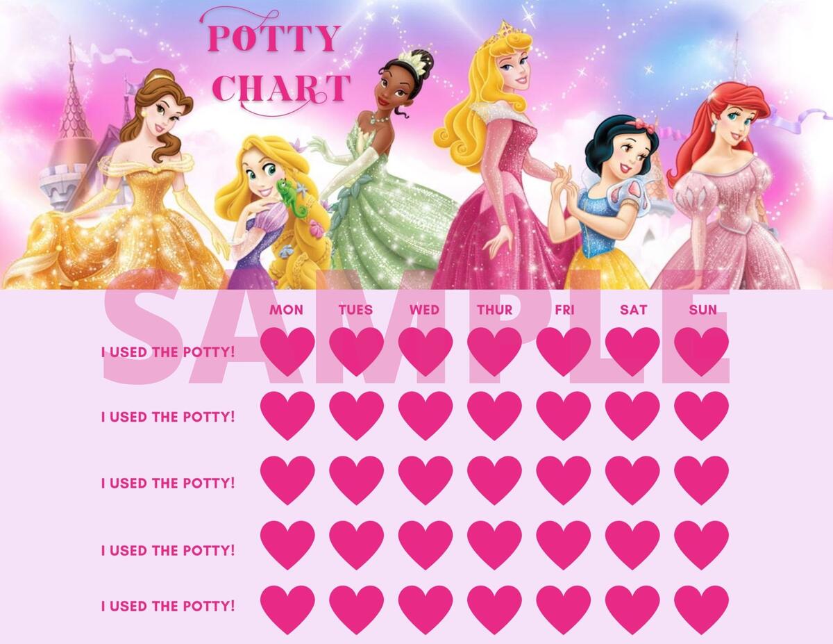 Cinderella Potty Training Chart Princess Reward Tracker Printable PDF Etsy