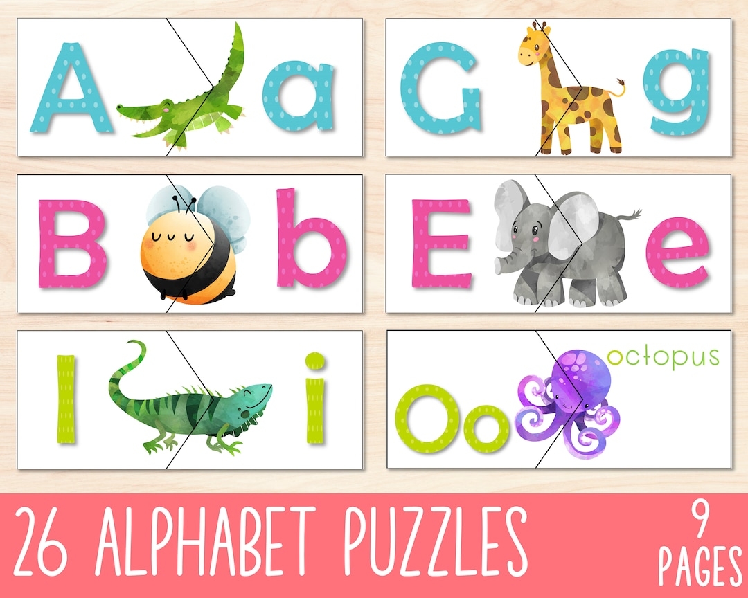 Printable Alphabet Puzzles Preschool Printable ABC Activity Cut Laminate Toddler Alphabet Puzzle Learn The Alphabet ABC Letter Match Etsy