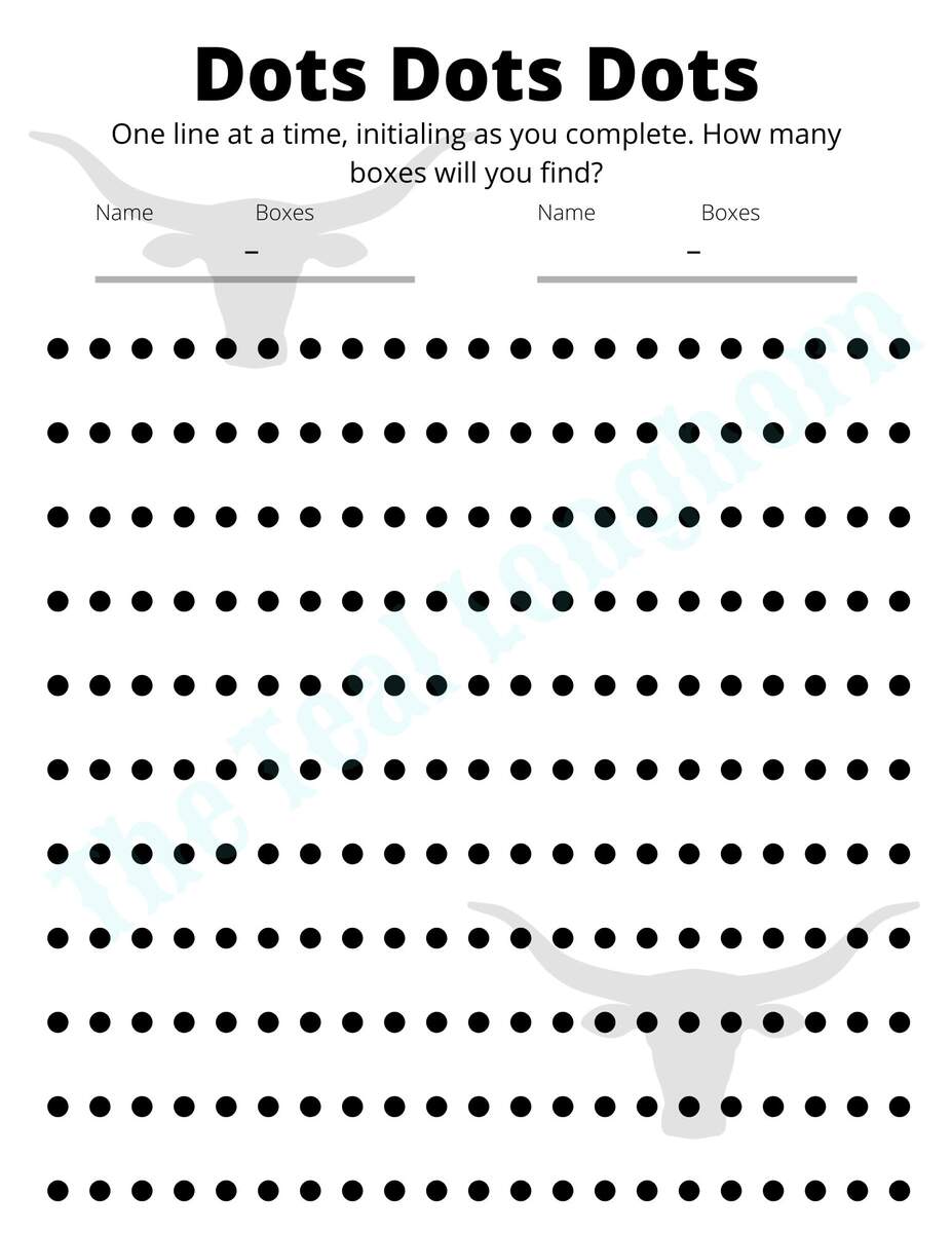 Printable Dots Game Printable Travel Dots Game Printable Dots Paper Game Dots Paper Game Dots Travel Game Dot Box Game Dots Game Etsy