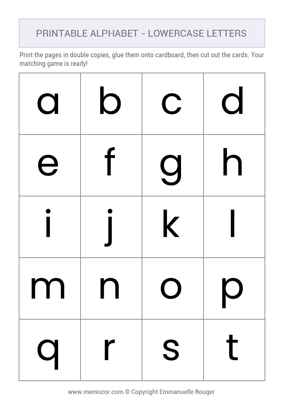 Printable Lowercase Alphabet Letters 26 Letters A Z Memozor Printable Lowercase Alphabet Letters 26 Letters A Z Memozor
