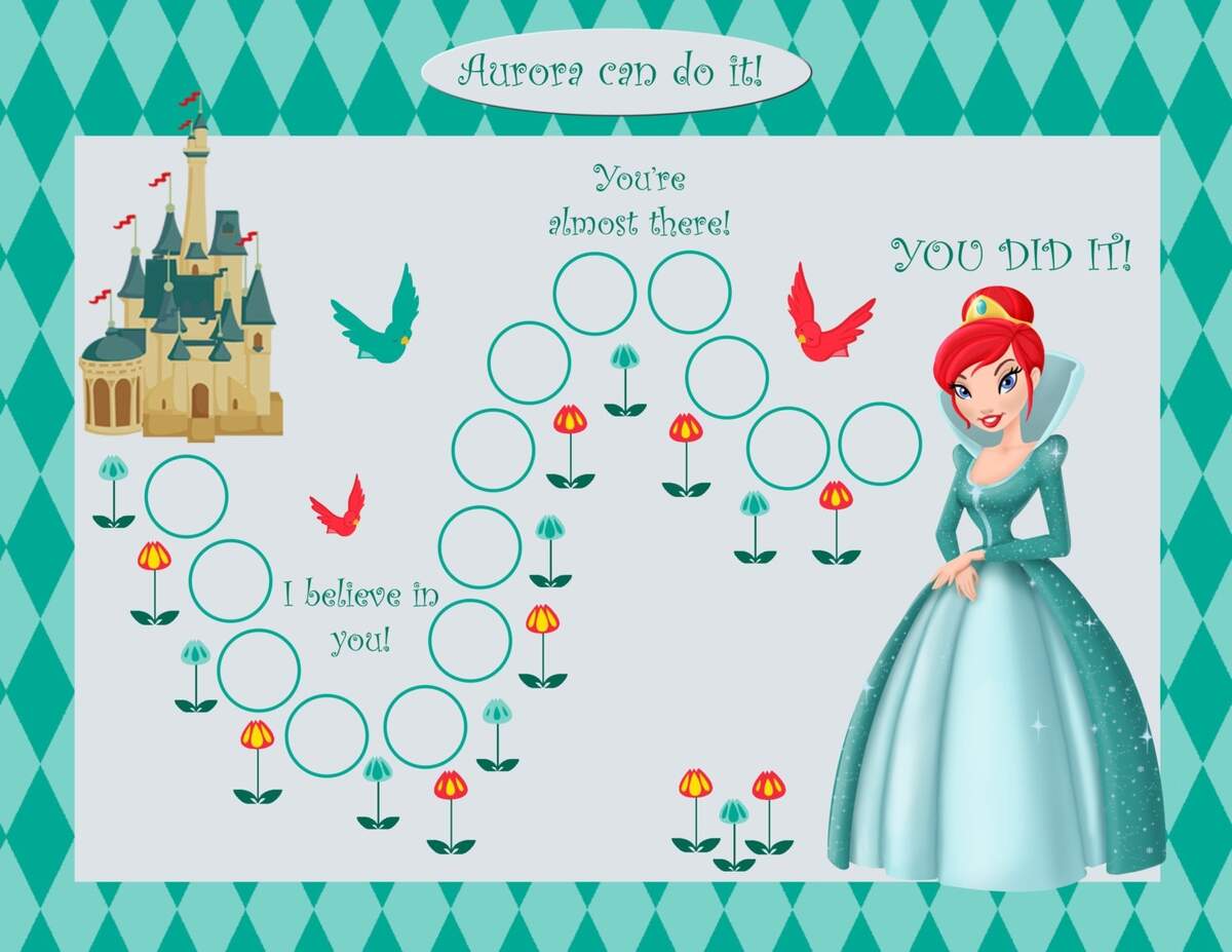 PRINTABLE Personalized Kids Incentive Chore Chart Princess Teal PRINCESS Adventure Other Princesses Available Printable Jpeg Or PDF Etsy
