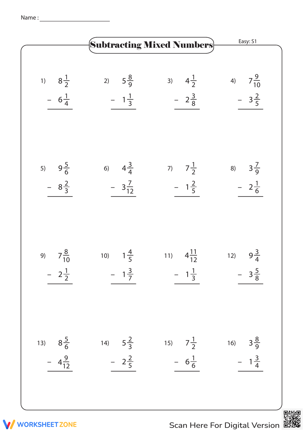 Printable Subtracting Fractions With Unlike Denominators Worksheets Printable Subtracting Fractions With Unlike Denominators Worksheets