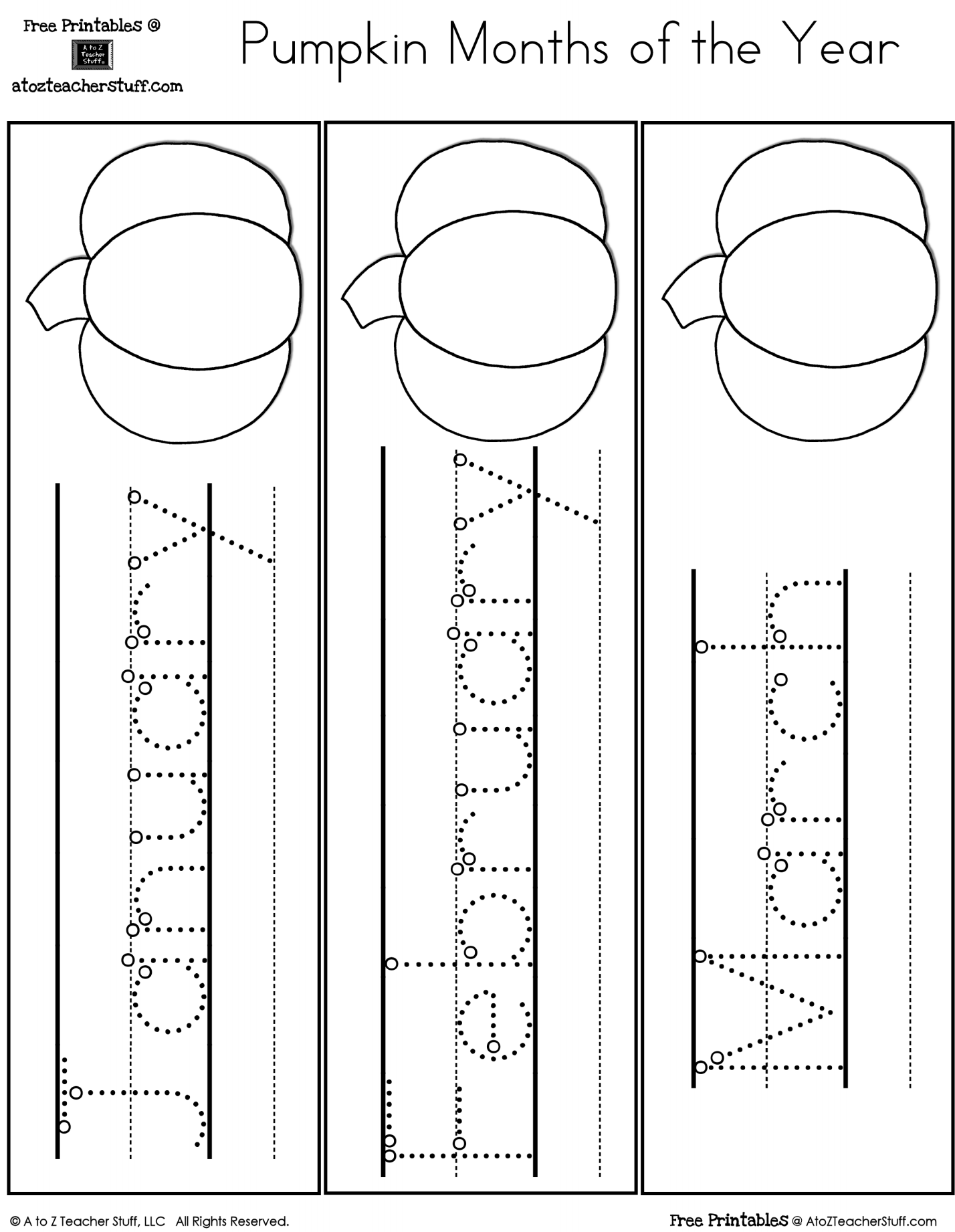 Pumpkin Tracing Days Of The Week And Months Of The Year A To Z Teacher Stuff