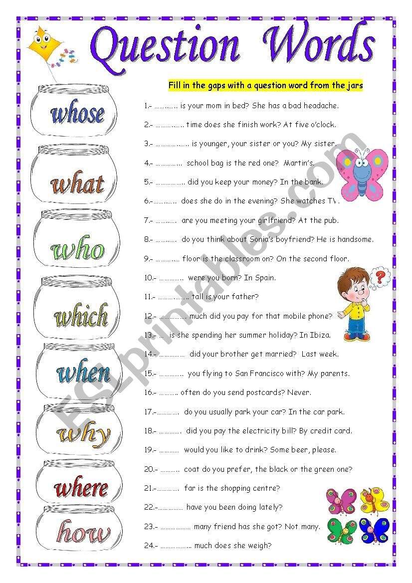 QUESTION WORDS ESL Worksheet By Mariaah