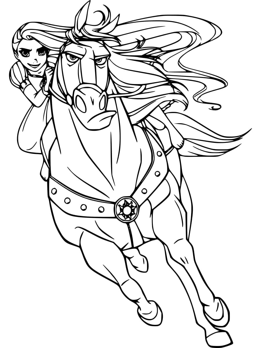 Rapunzel And Maximus From Tangled Coloring Page Download Print Or Color Online For Free