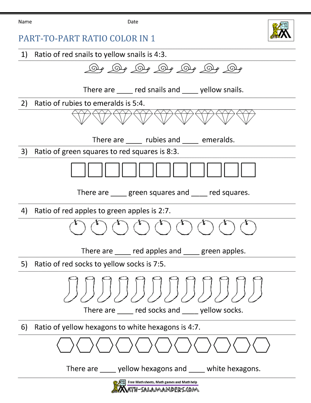 Ratio Part To Part Worksheet Ratio Part To Part Worksheet