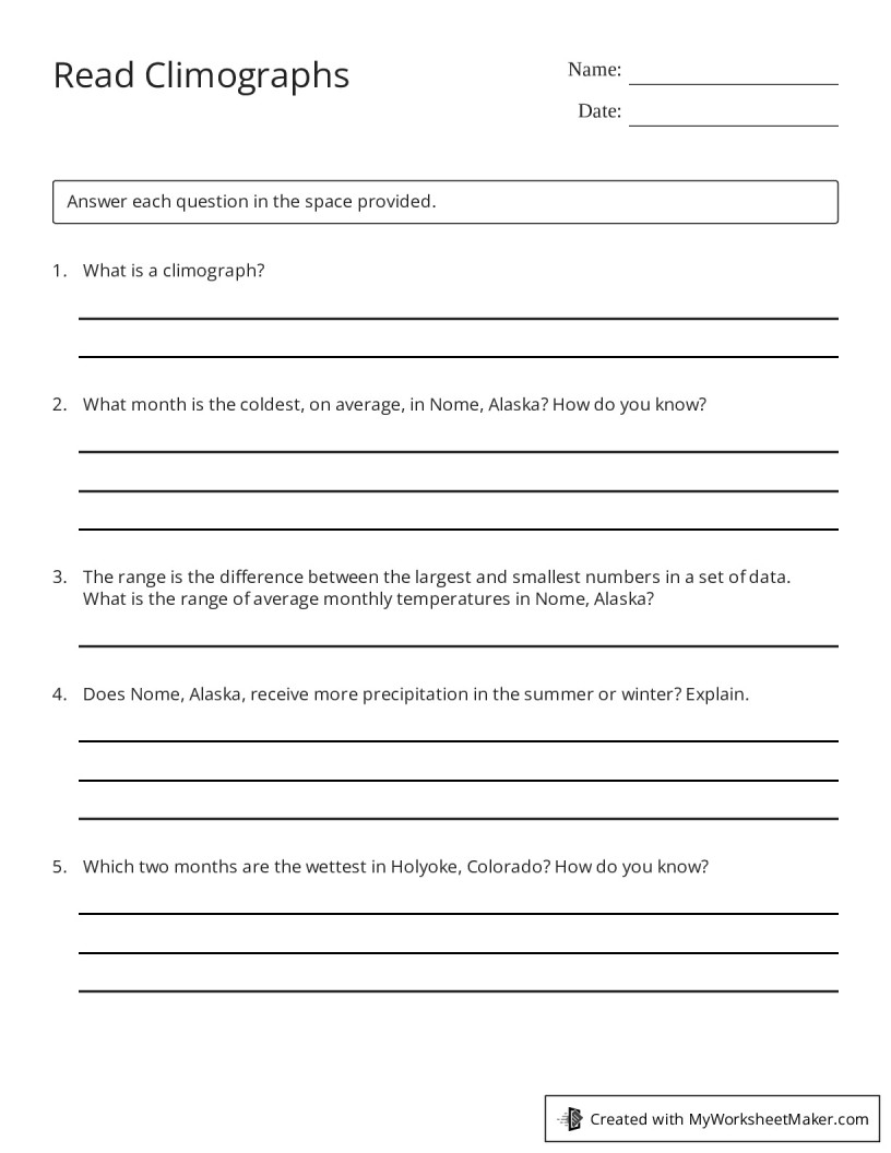 Read Climographs My Worksheet Maker Create Your Own Worksheets
