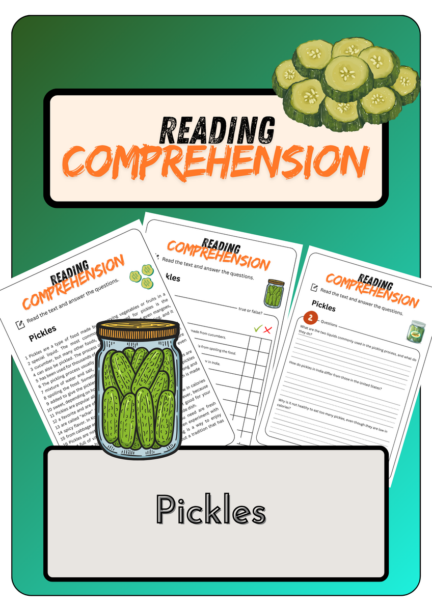 Reading Comprehension Pickles Solutions Made By Teachers