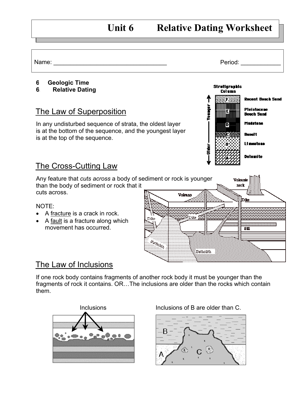Absolute Relative Dating Worksheet