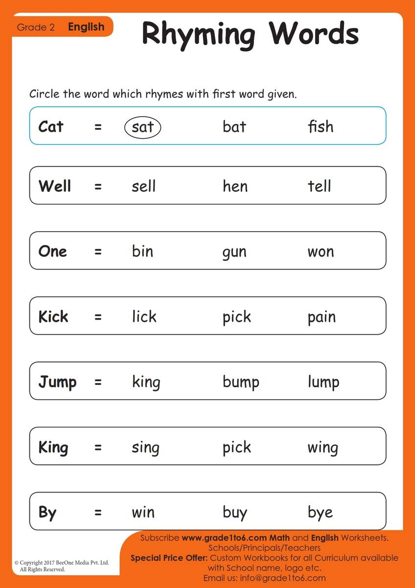 Words That Rhyme 3 Worksheets Grades 2 3 Great Practice CCSS Made By Teachers