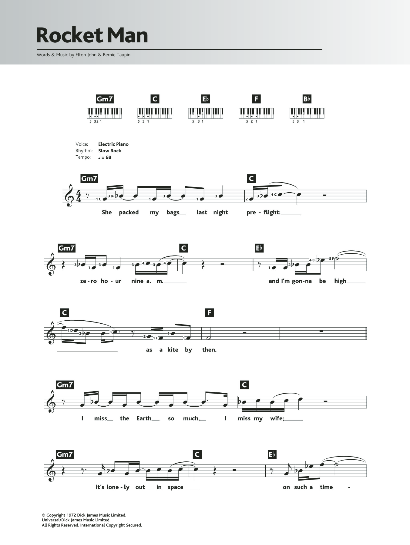 Rocket Man By Elton John Sheet Music For Piano Chords Lyrics At Sheet Music Direct Rocket Man By Elton John Sheet Music For Piano Chords Lyrics At Sheet Music Direct