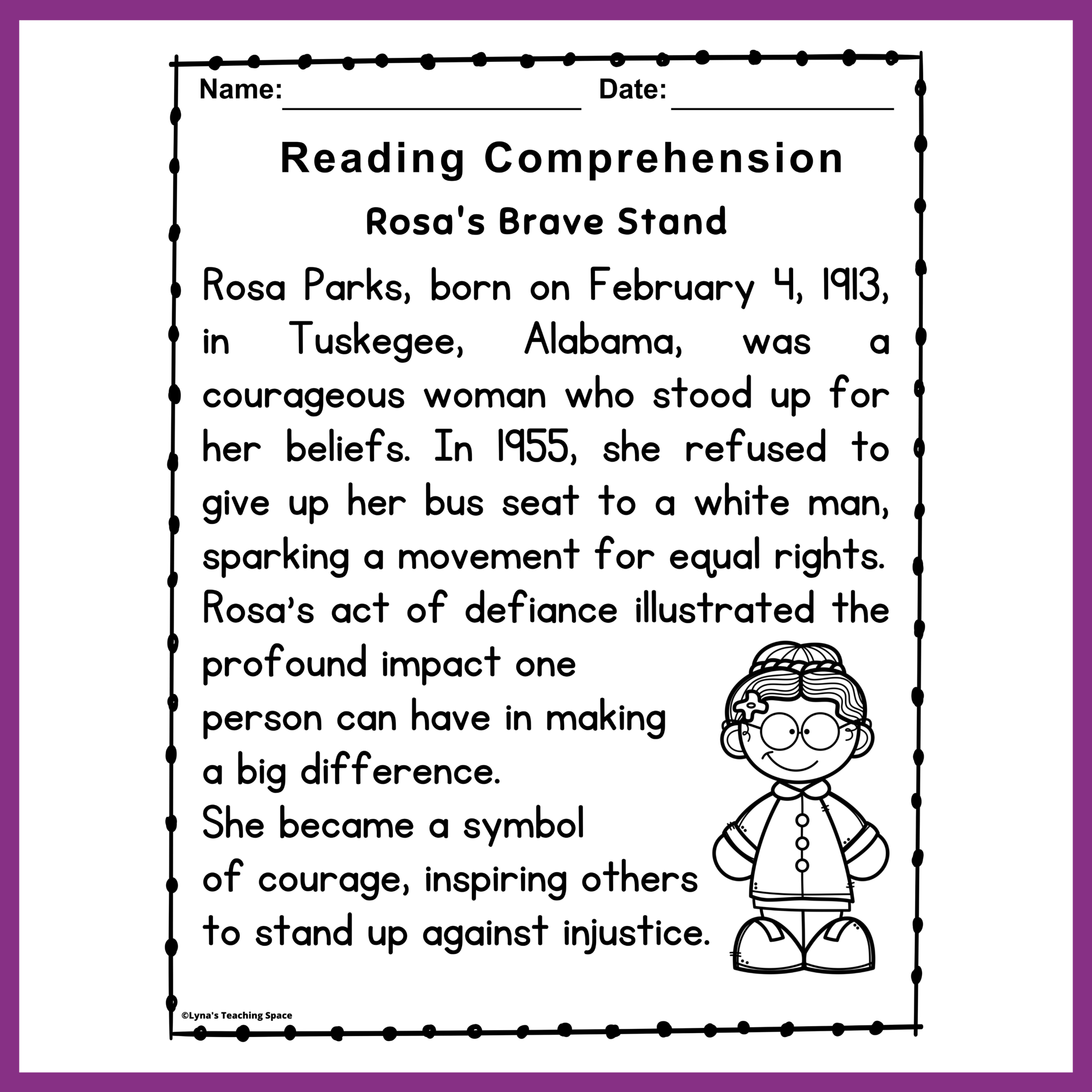 Rosa Parks Reading Comprehension Word Search Emergent Readers And Hats Made By Teachers Rosa Parks Read Trace And Color Activity Booklet For K 2nd Grade Lesson Plan