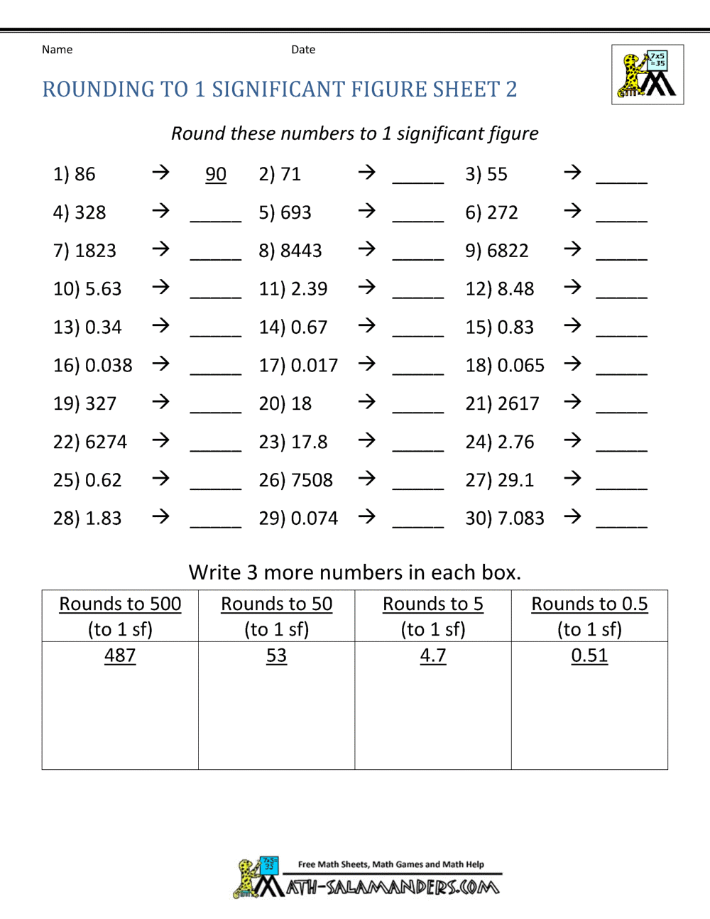 Rounding Significant Figures