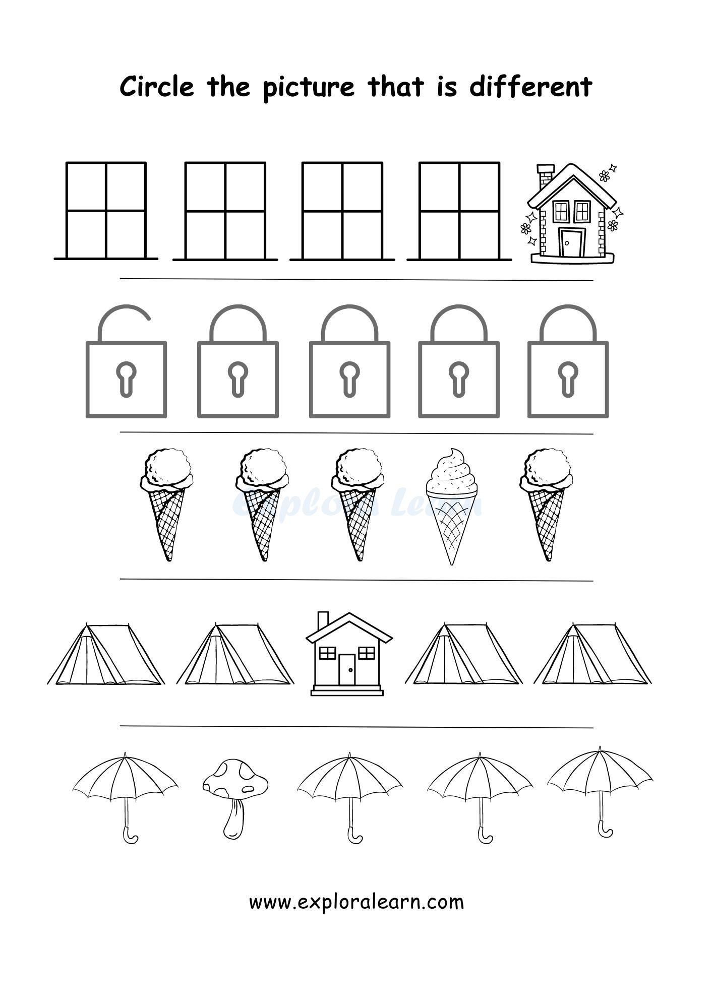 Same And Different Comparison Worksheets For Preschool And Kindergarten 2 To 6 Years Kids