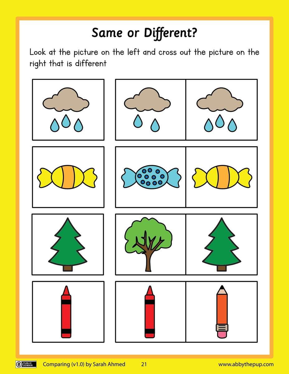 Same Or Different Worksheet Free Printable Worksheets
