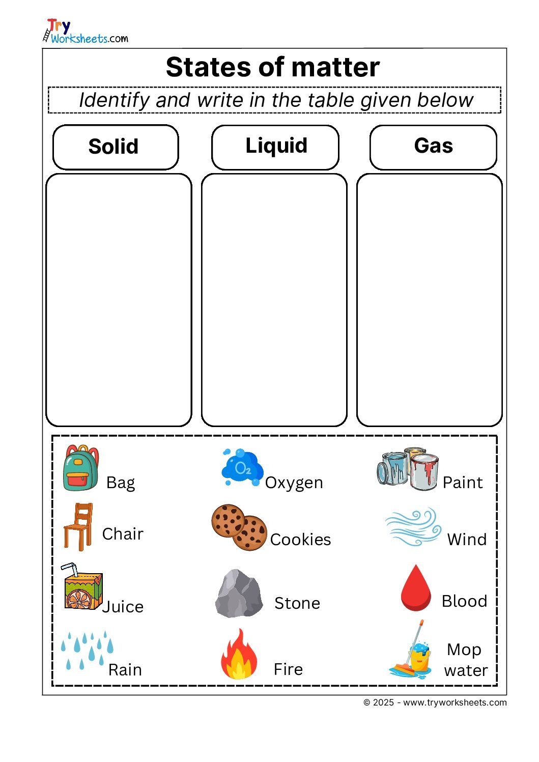 Science Grade 3 Worksheets Identify State Of Matter Try Worksheets Life Cycles Worksheets Workybooks
