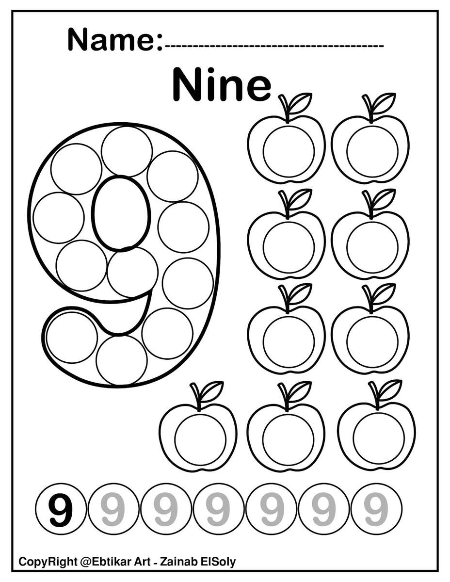 Set Of 123 Numbers Count Apples Dot Marker Activity Coloring Pages For Kids