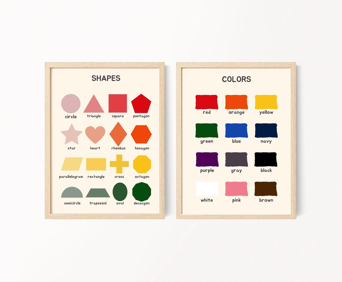 Shapes And Colors Poster Set Educational Prints For Kids Digital Download Etsy