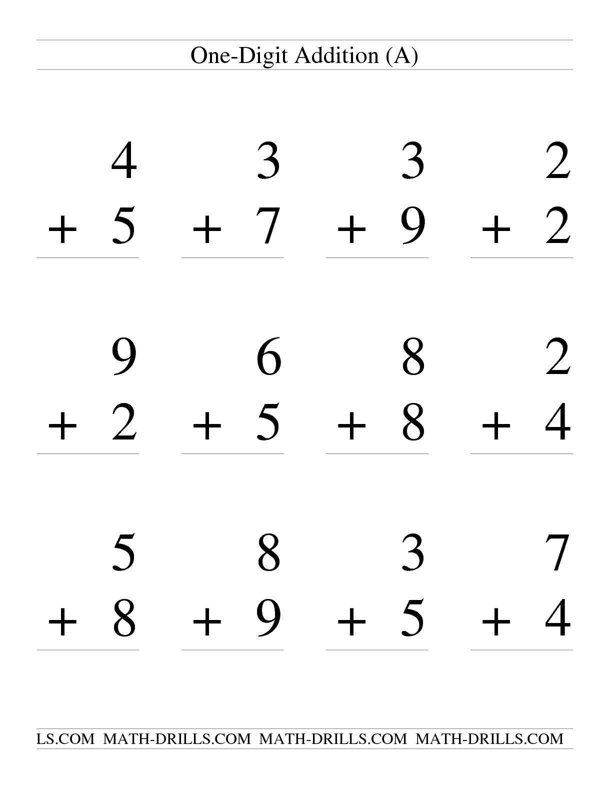 Single Digit Addition Some Regrouping 12 Per Page A Worksheets Library