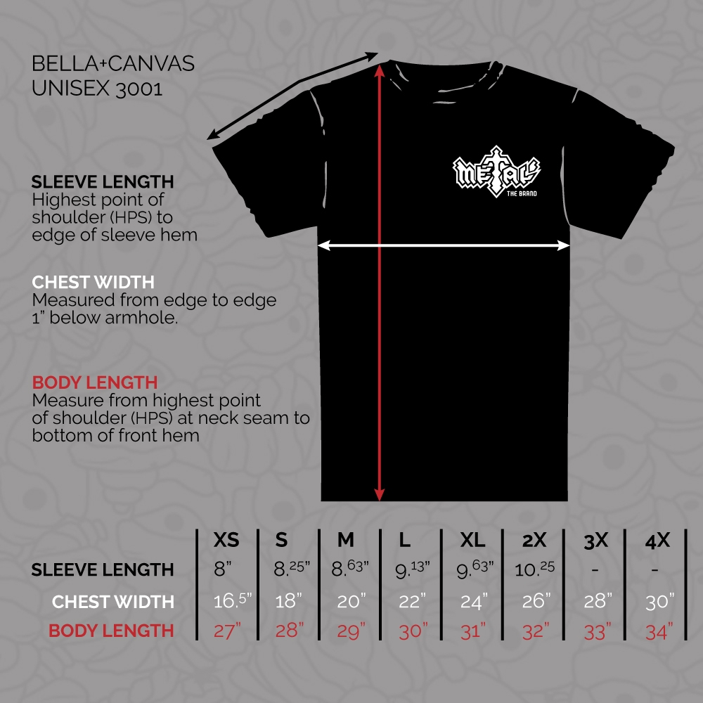 SIZE CHARTS Metal The Brand