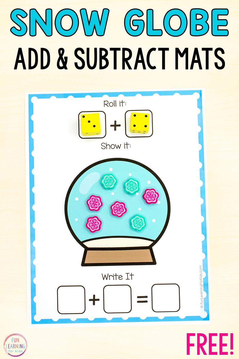 Snow Globe Addition And Subtraction Mats