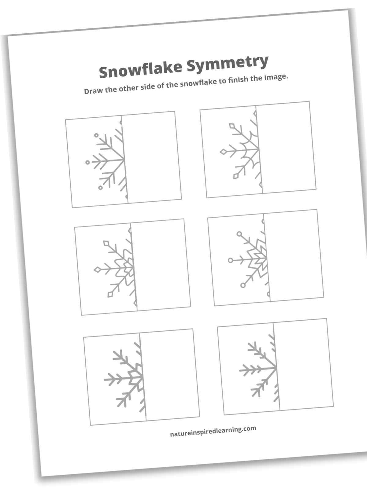 Snowflake Symmetry Worksheets Nature Inspired Learning Snowflake Symmetry Worksheets Nature Inspired Learning
