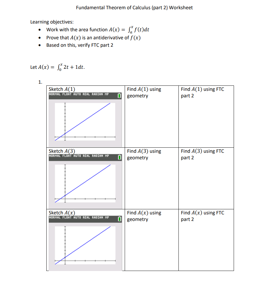 Solved Fundamental Theorem Of Calculus Part 2 Worksheet Chegg SOLUTION Fundamental Theorem Of Calculus Part 2 Studypool Worksheets Library