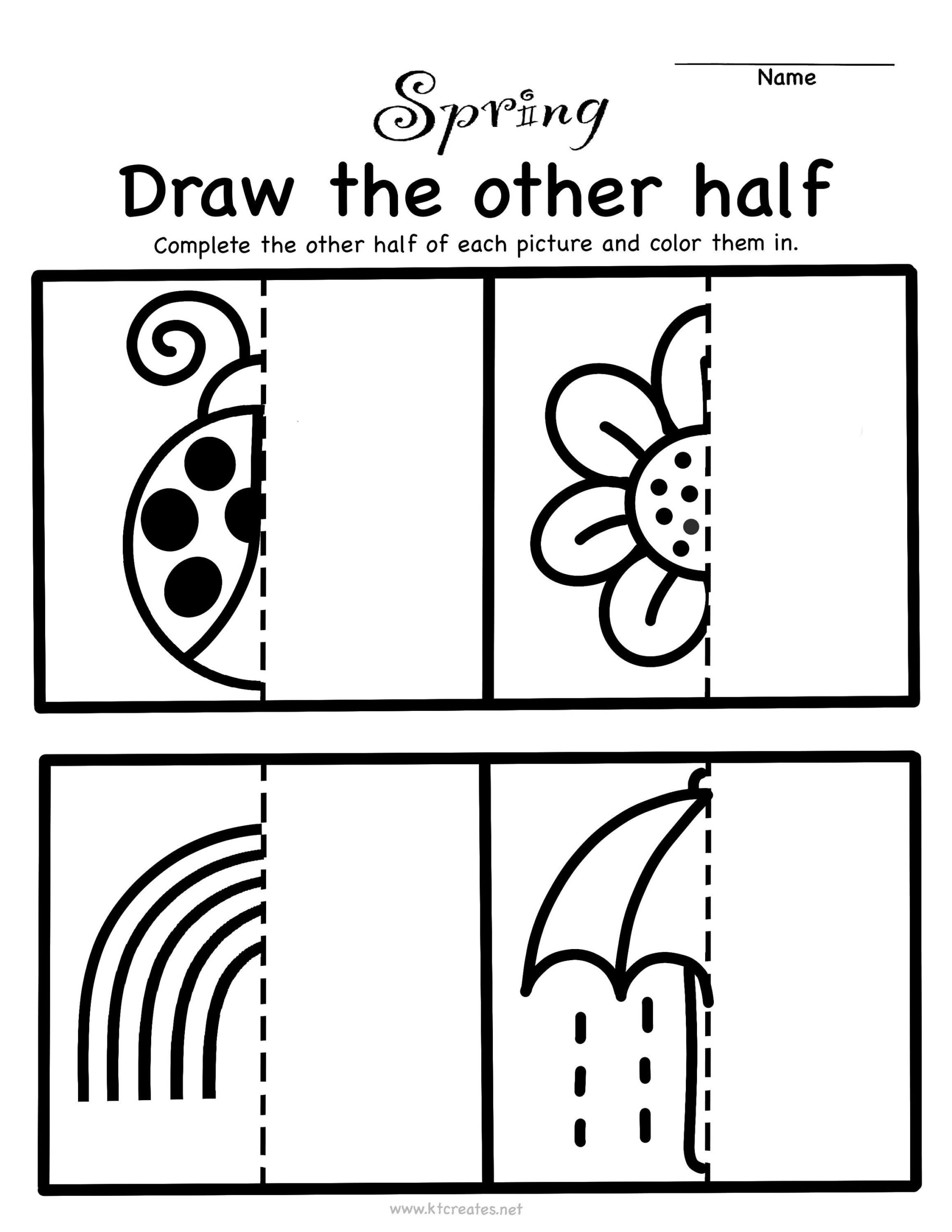 Spring Draw The Other Half Activity Etsy