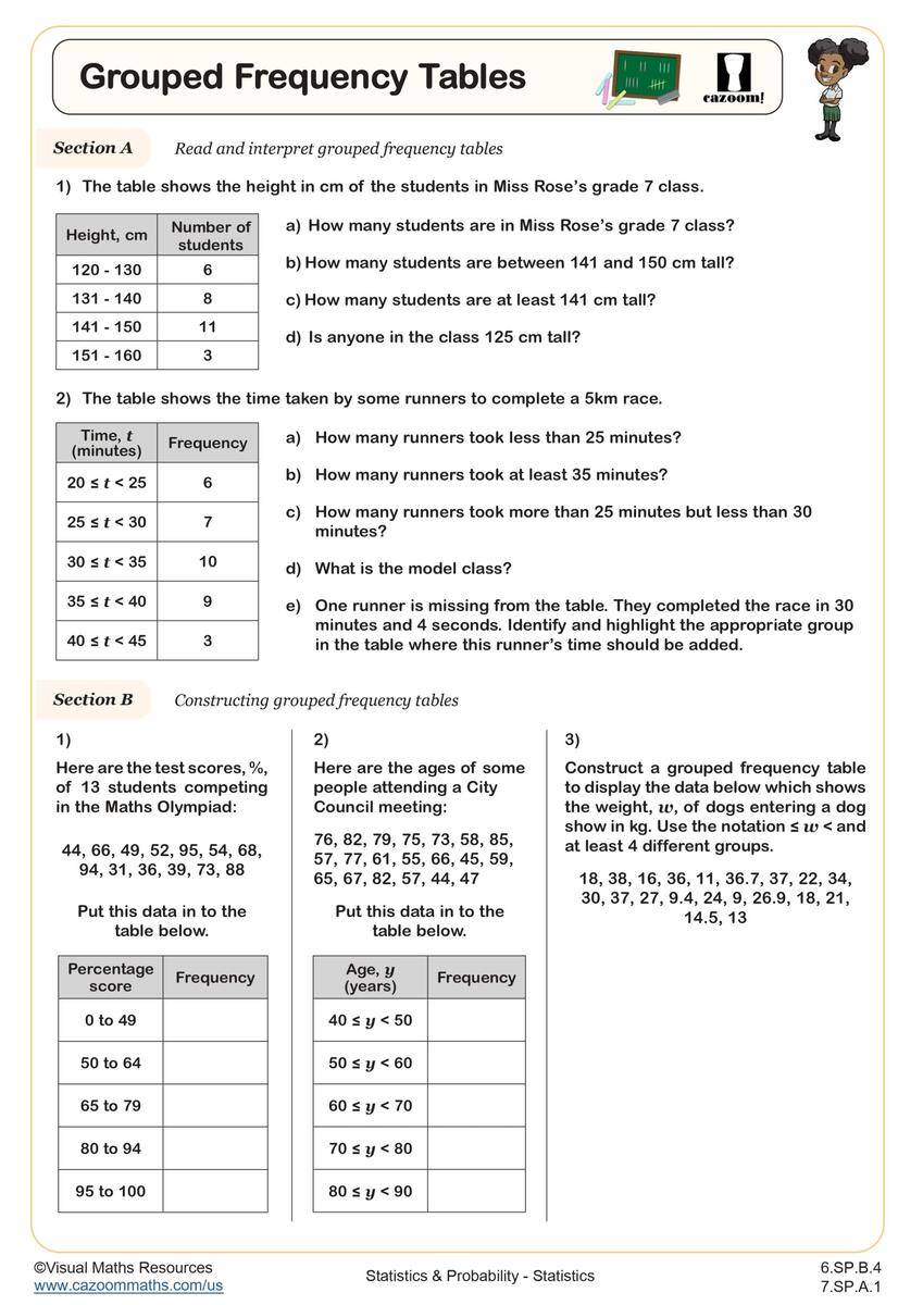 Statistics Worksheets With Answers Printable PDF Math Worksheets Cazoom Math
