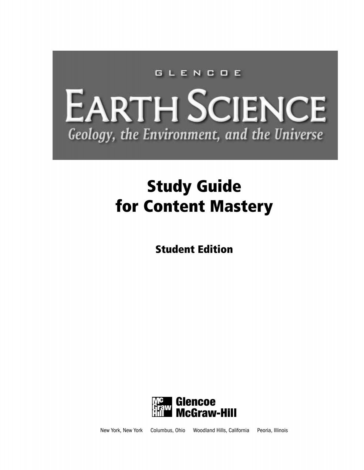 Study Guide For Content Mastery Quia Earth Science Pacing Guide 4 X 4 Block Schedule Earthguide
