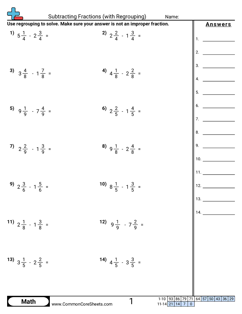 Subtracting Fractions With Regrouping Worksheet Download Subtracting Fractions With Regrouping Worksheet Download