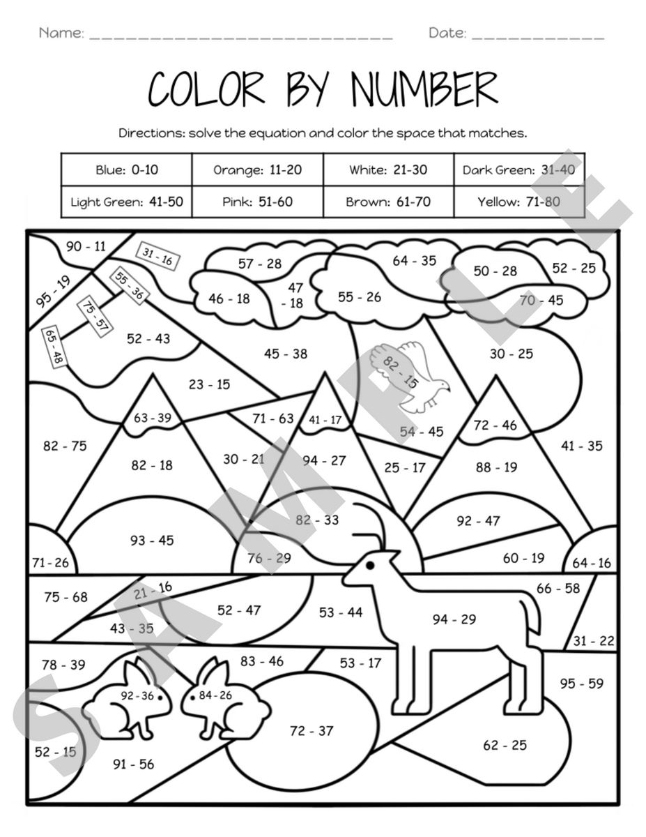 Subtracting Two Digit Numbers With Regrouping Composing Color By Number Activity Worksheet K 5 Teachers Students Math Classful Subtracting Two Digit Numbers Without Regrouping Composing Color By Number Activity Worksheet K 5 Teachers Students Math Classful