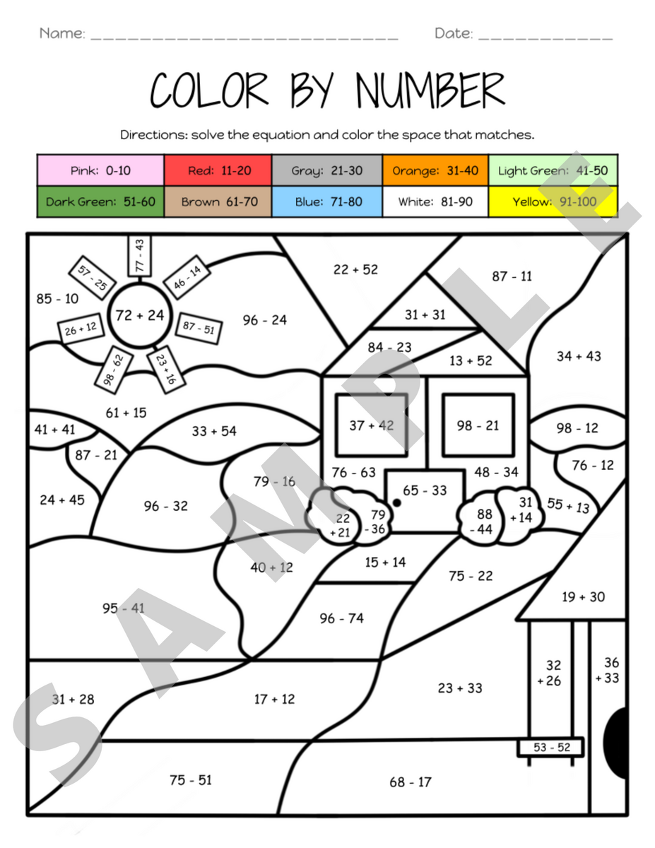 Subtracting Two Digit Numbers Without Regrouping Composing Color By Number Activity Worksheet K 5 Teachers Students Math Classful Subtracting Two Digit Numbers Without Regrouping Composing Color By Number Activity Worksheet K 5 Teachers Students Math Classful