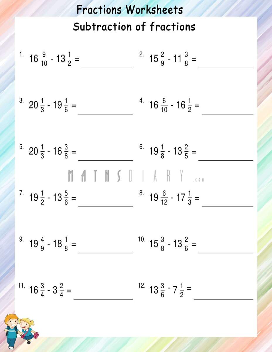Subtraction Of Mixed Fractions Worksheets Math Worksheets MathsDiary Add And Subtract Mixed Numbers Worksheet Fun And Engaging 5th Grade And 7th Grade Number Operations Worksheet Cazoom Math