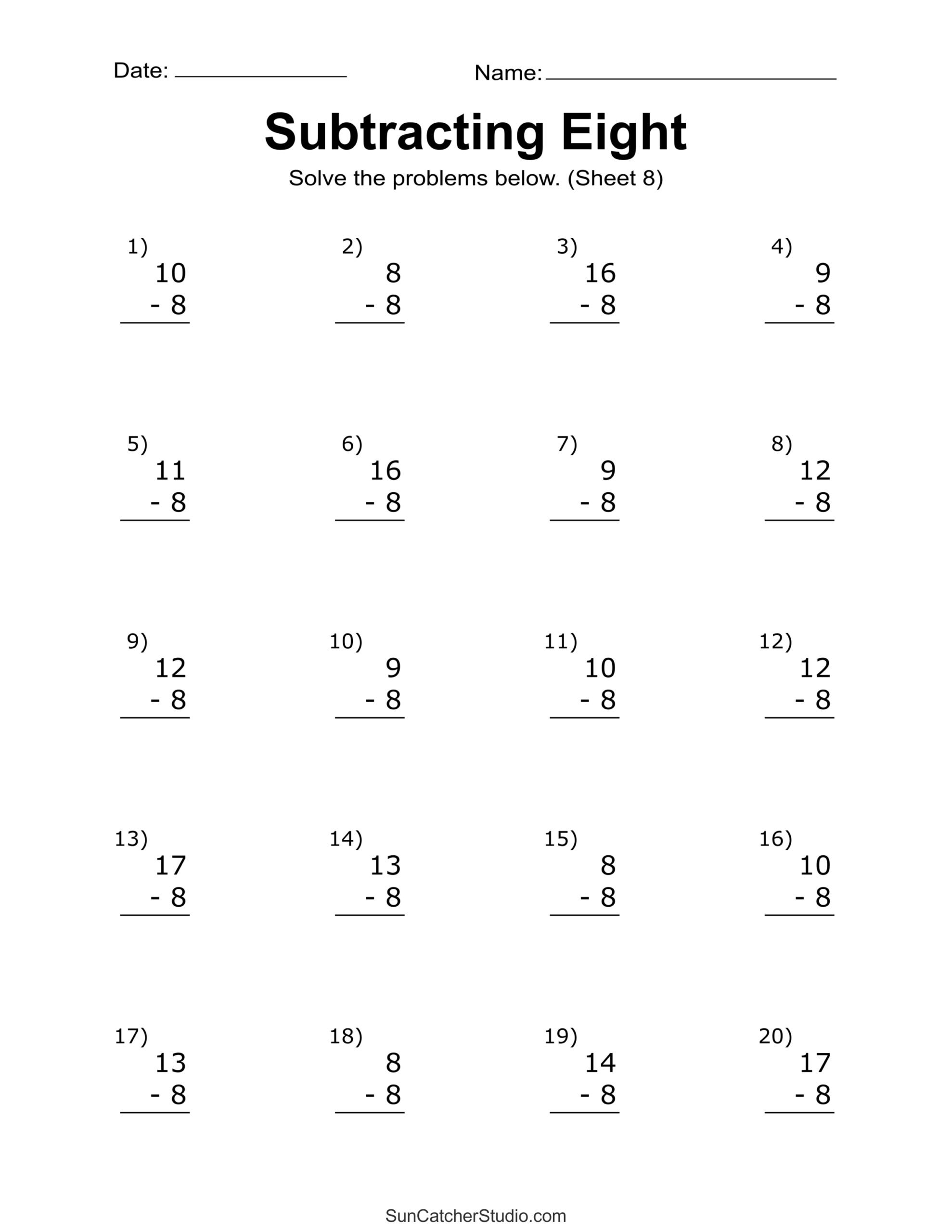 Subtraction Worksheets Free Printable Math Drills Free Printables Lettering SVG Files Tools Apps