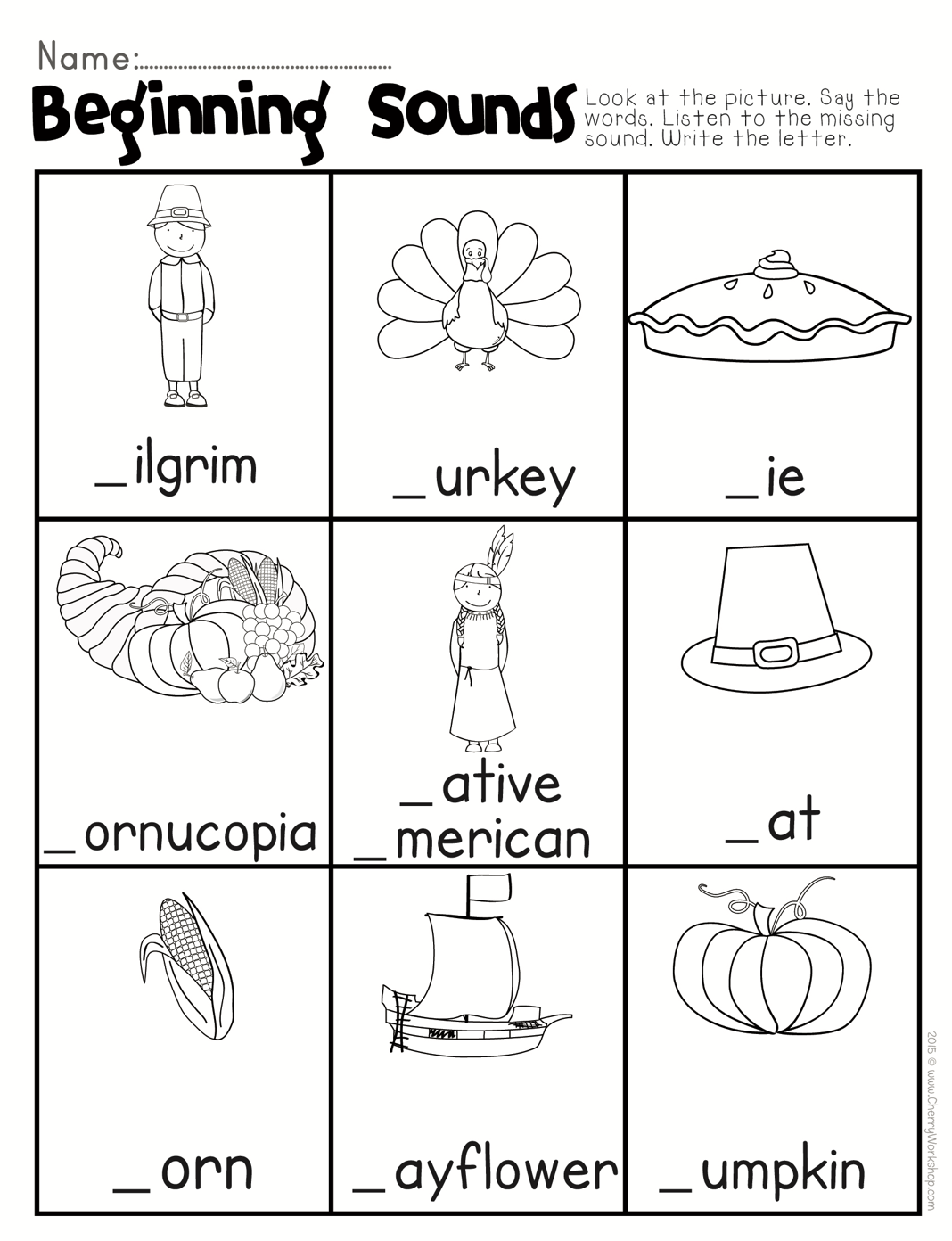 Thanksgiving Beginning Sound By Teach Simple