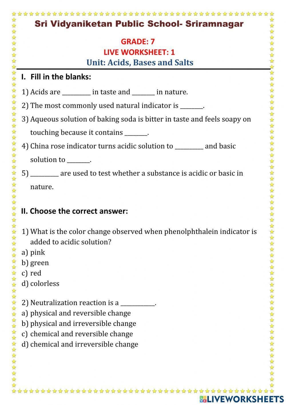 The PH Scale Acids And Bases Worksheets Homeschool Den Worksheets Library