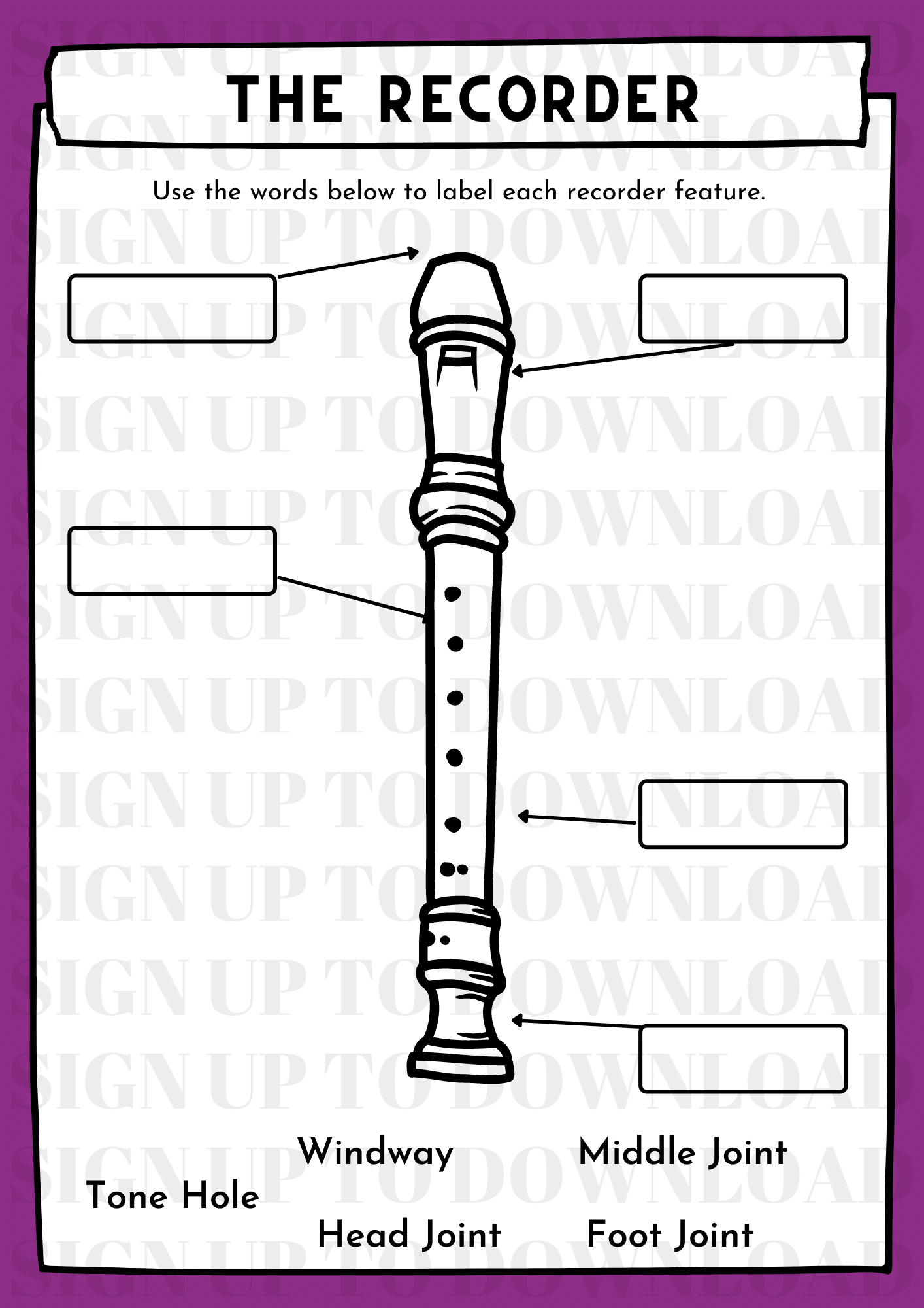 The Recorder Components Worksheet Schools Music Market