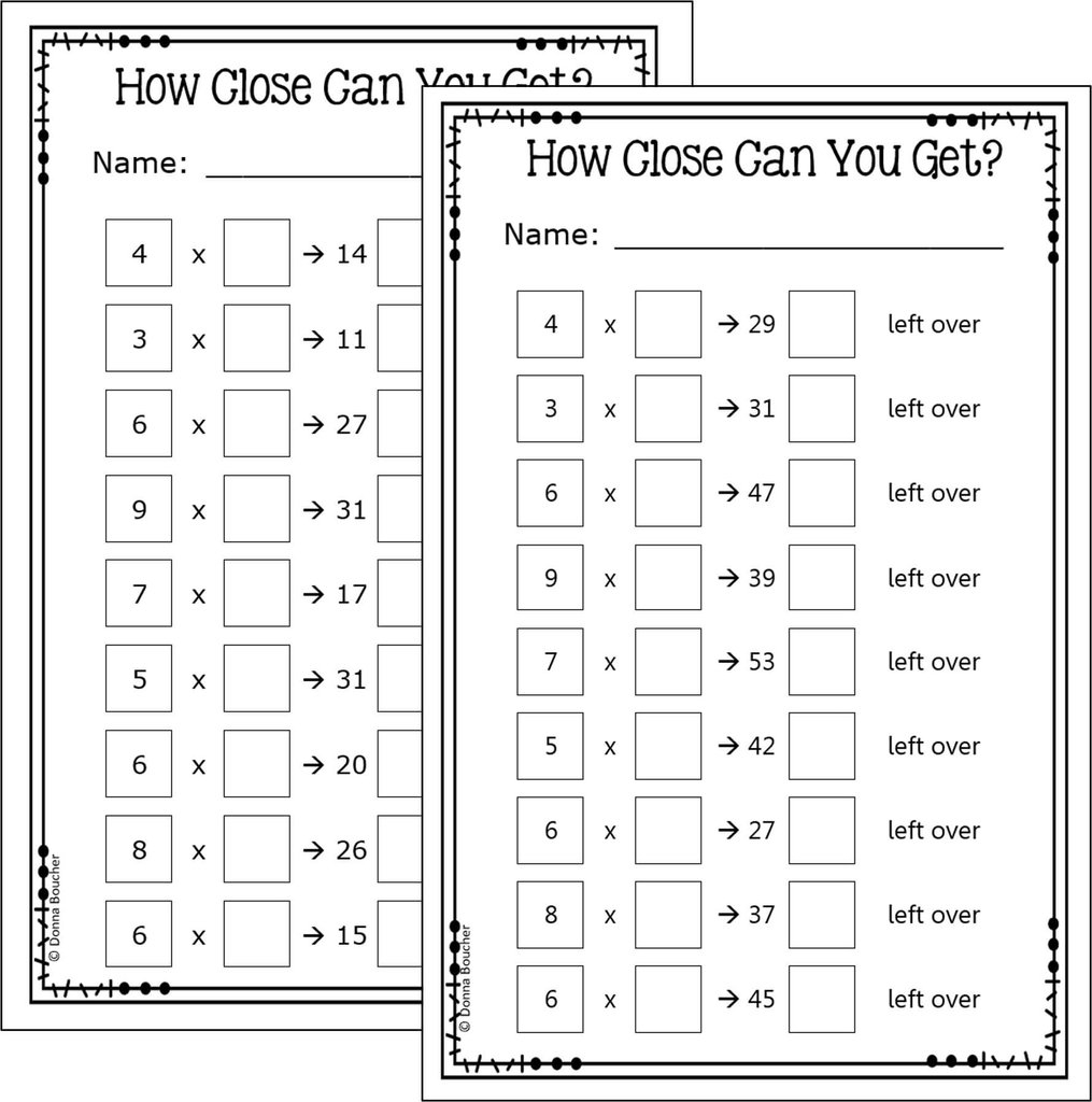 Think Multiplication For Division Facts Math Coach S Corner