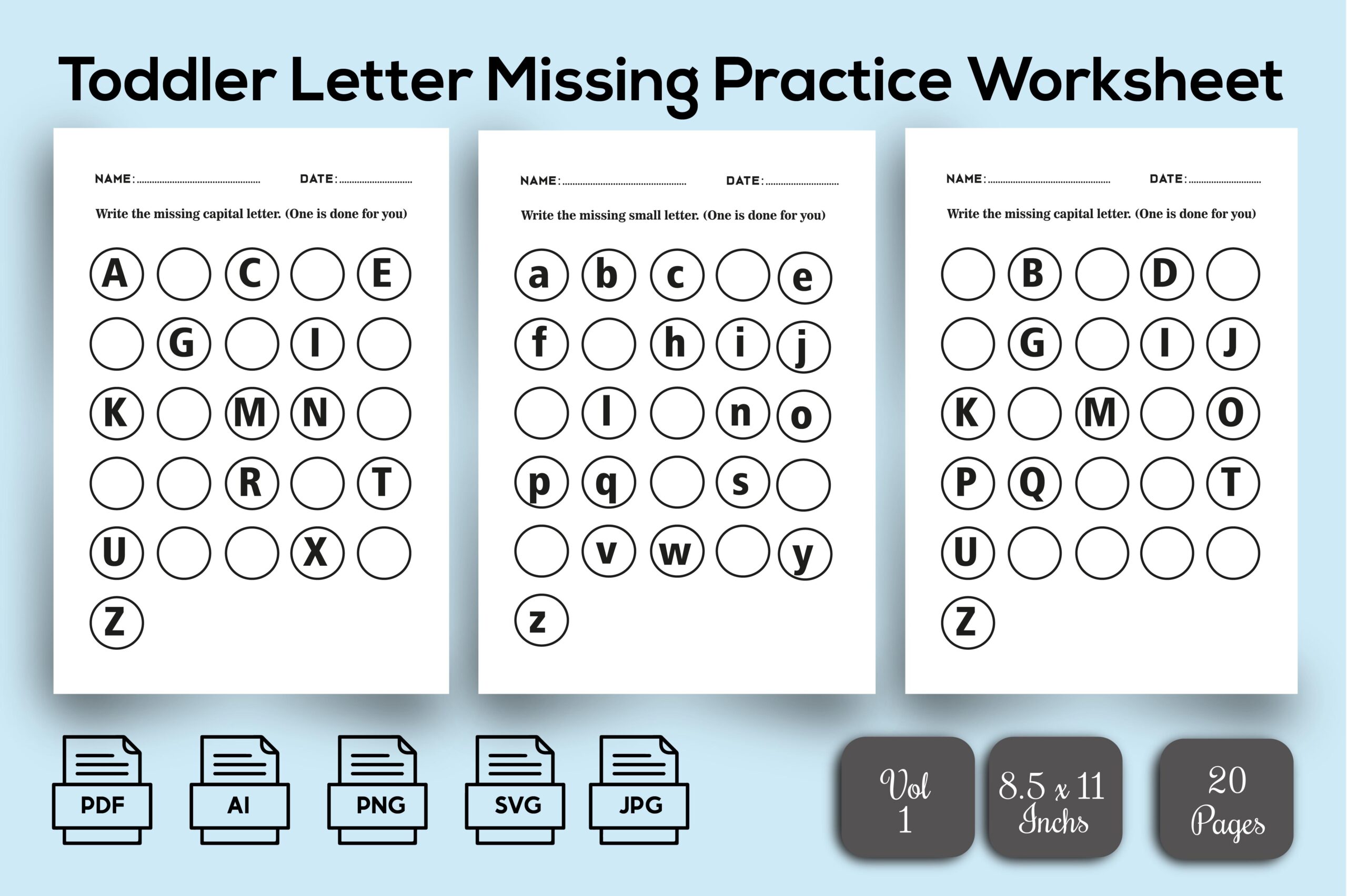Toddler Letter Missing Practice WS Graphic By MR Mamun Store Creative Fabrica