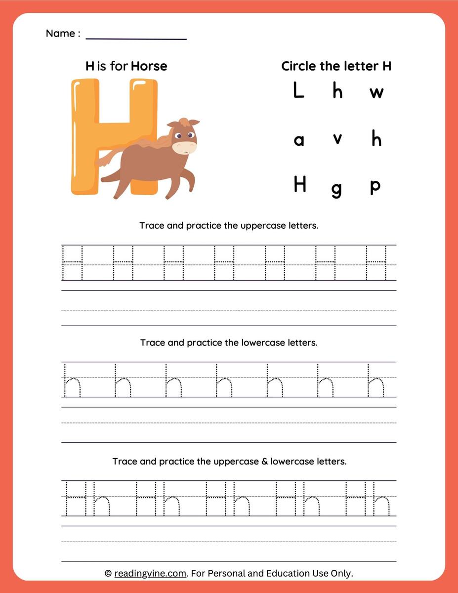 English For Kids Step By Step Letter H Worksheets Flash Cards Coloring Pages