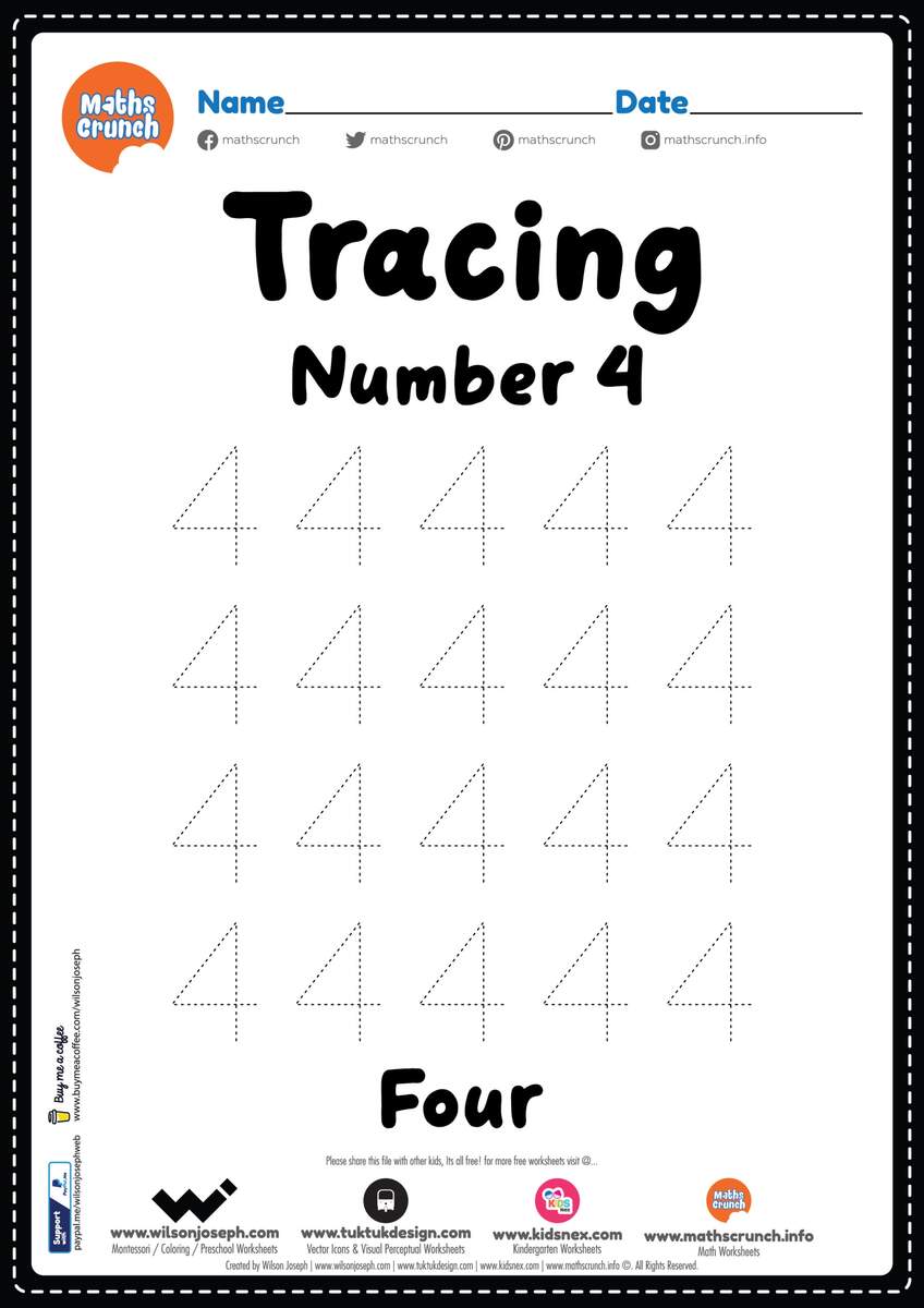 Tracing Number 4 Kindergarten Worksheet Free Printable PDF Tracing Number 4 Kindergarten Worksheet Free Printable PDF