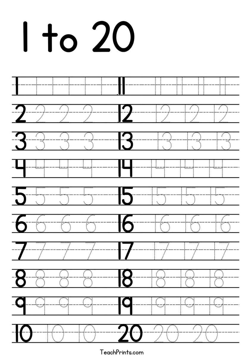 Tracing Numbers 1 20 Worksheets Free Printable Pdfs Teach Prints Tracing Numbers Number Tracing Worksheets Tracing Numbers 1 To 10 Number Writing Practice MegaWorkbook
