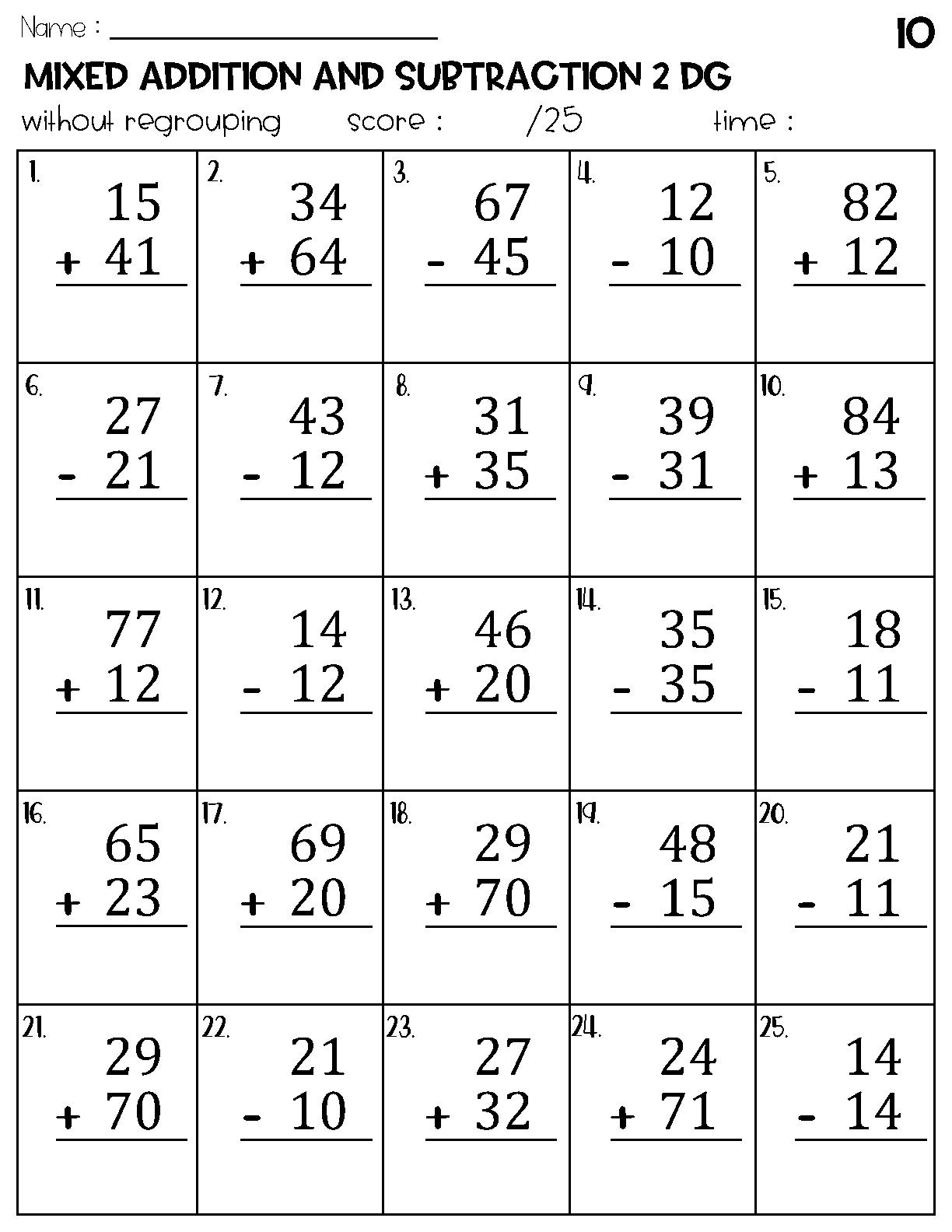 Two Digit Mixed Addition And Subtraction Without Regrouping Worksheets Etsy Two Digit Mixed Addition And Subtraction Without Regrouping Worksheets Etsy