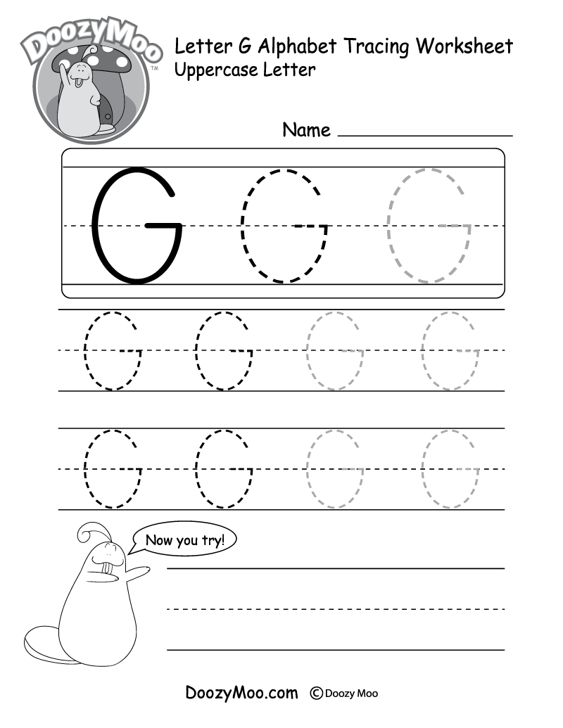 Uppercase Letter G Tracing Worksheet Doozy Moo Uppercase Letter G Tracing Worksheet Doozy Moo