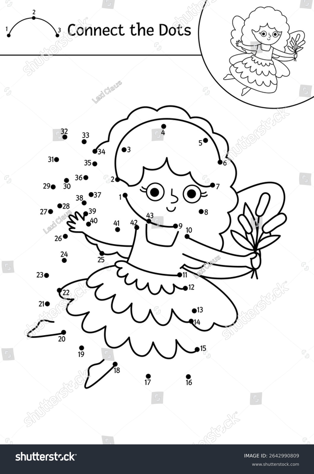 Vector Black White Fairyland Dot To Dot Activity Stock Vector Royalty Free 2642990809 Shutterstock